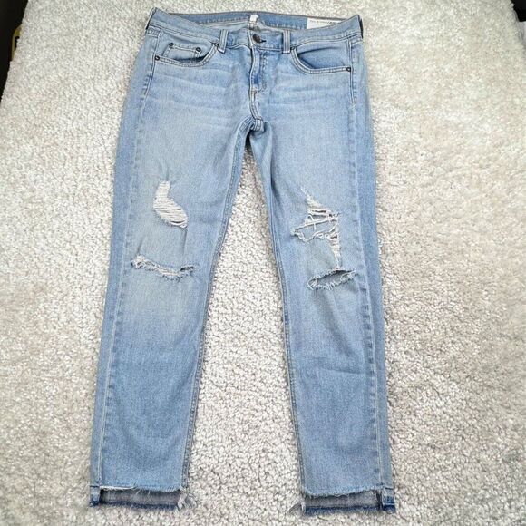 Rag & Bone Dre Capri Distressed Raw Hem Marina Wash - Picture 3 of 15